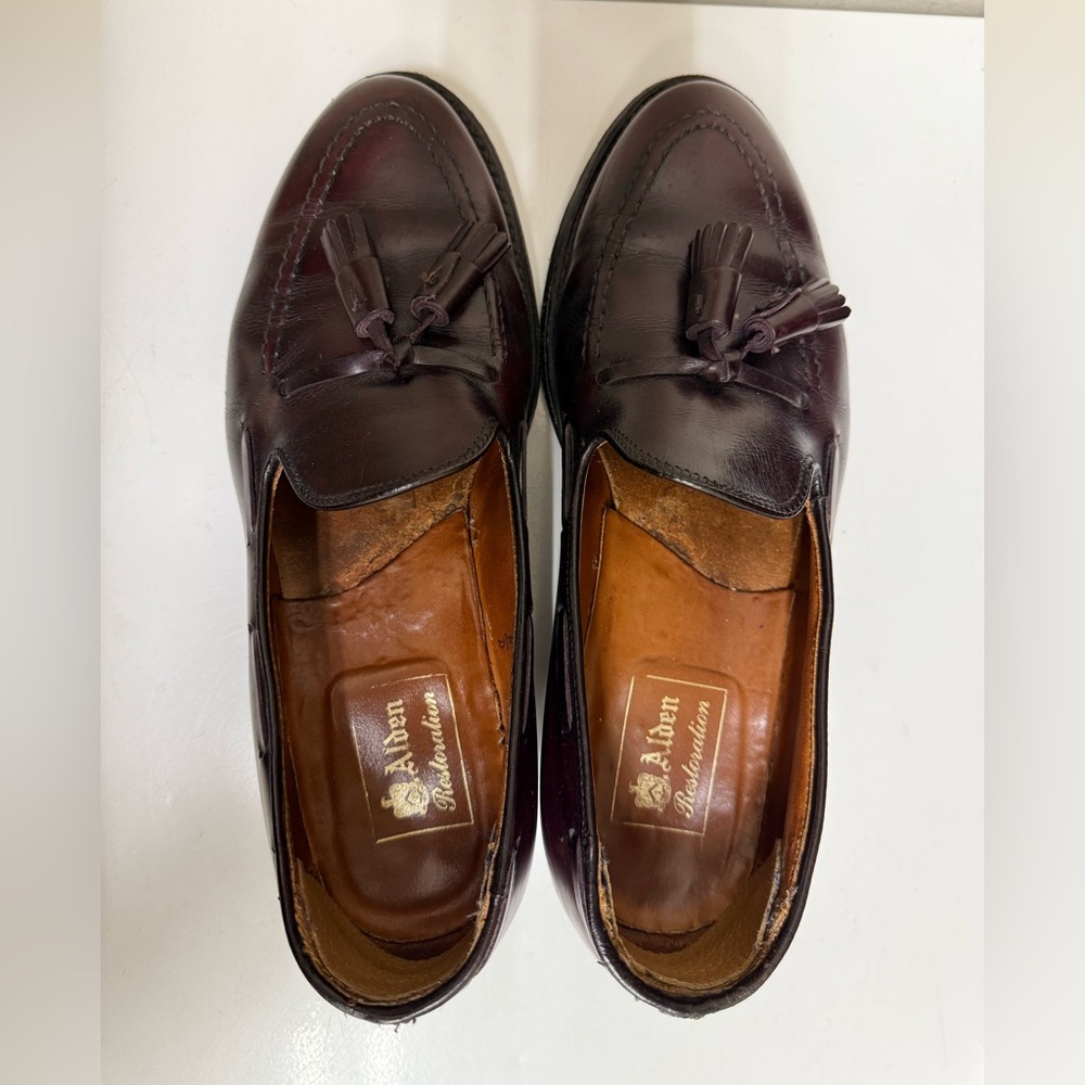 Alden 663 tassel loafer burgundy calfskin restored by Alden